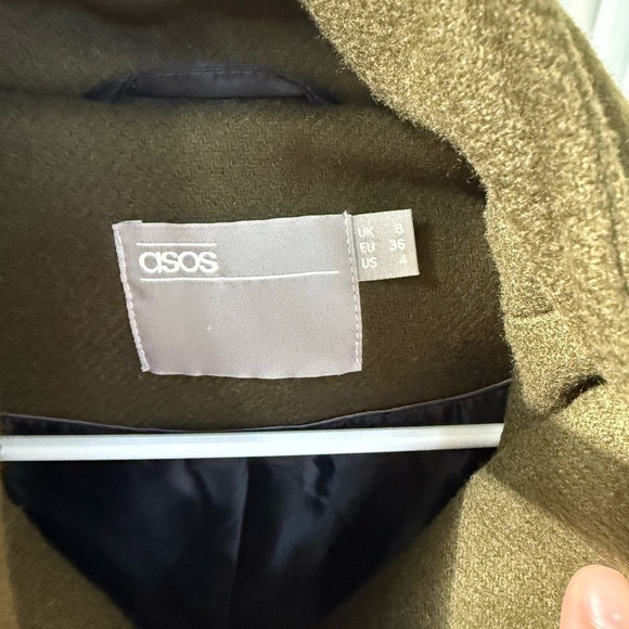 ASOS Olive Green Wool Blend Coat - Picture 4 of 12